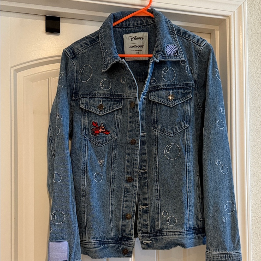 Disney Blue Denim little mermaid Jacket with Embroidered Patch